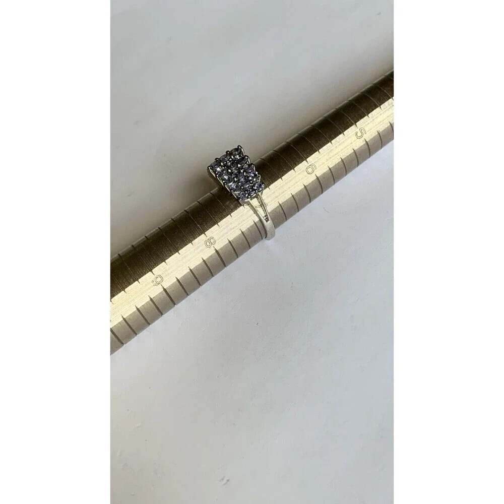 Purple Pyramid Ring Size 7 - 1.6 ct Lolite Rhodium Plated .925 Sterling Silver